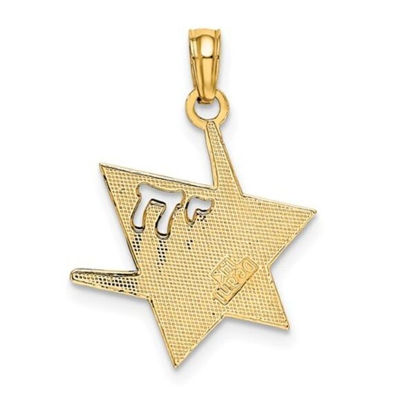 14K Polished Star Of David with Chai Charm - Picture 4 of 10
